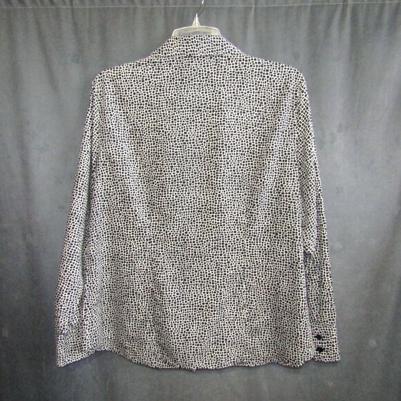 Chicos No Iron White Black Alligator Print Shirt Womens Sz L 2 Button Up Cotton - Picture 5 of 9